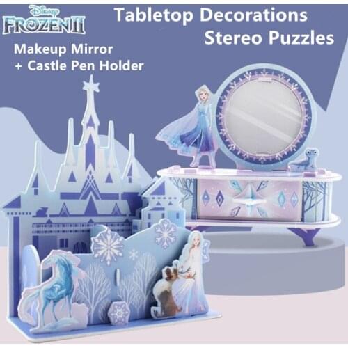 Disney Cartoon Frozen Castle Palace 3D Dimensional Puzzle Childrens Early Education Toys For Desktop Furnishing Articles