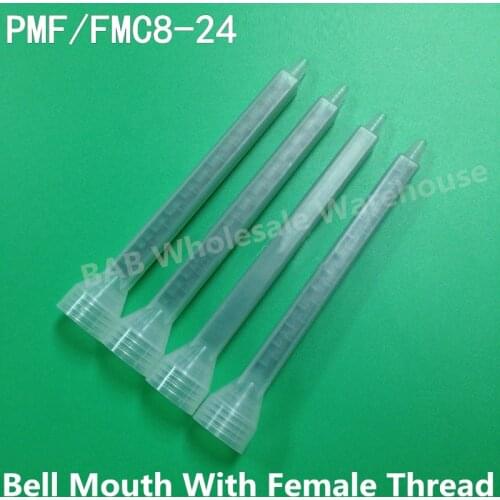 PMF/FMC8-24 Resin Static Mixer Bell Mouth With Female Thread Mixing Tube Nozzles For Duo Pack Epoxies Square Shape Green Color