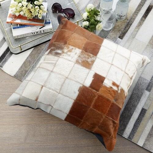 Natural Cowhide Fur Pillow Cushion Without Core ,hand Made Real Cow Leather Throw for Furniture Upholstery ,Sofa Pillow Cushion