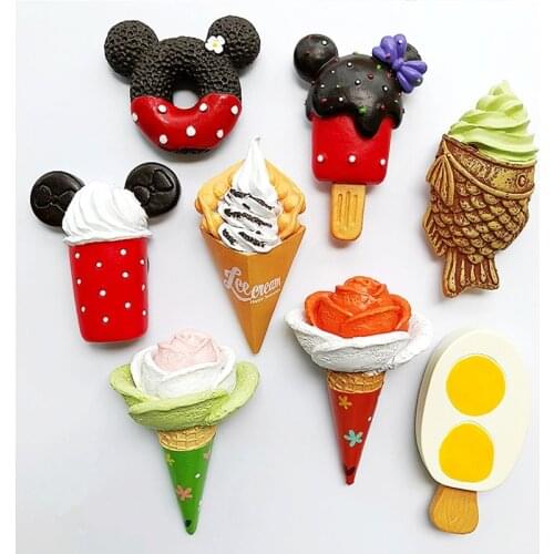 Hand-made Painted Pineapple Matcha chocolate Ice Cream 3D Fridge Magnets Tourism Souvenirs Refrigerator Magnetic Stickers