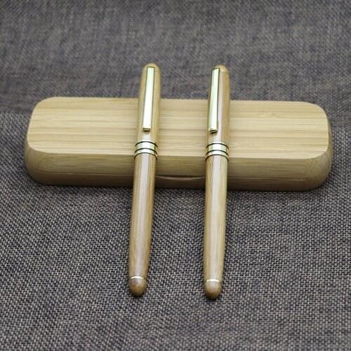 Creative Bamboo Fountain Pen Signature Rollerball Pen Set Bamboo Pencil Box Corporate Gift back to school stationary supplies