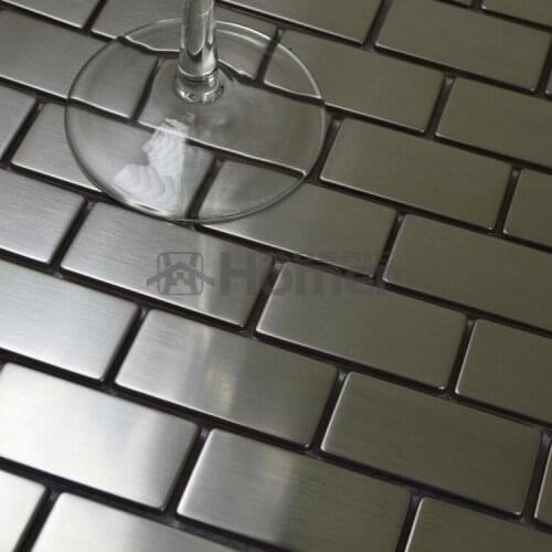 Silver drawbench stainless steel mosaic tiles brick wall backsplash 12x12", HME8019, kitchen backsplash home decor