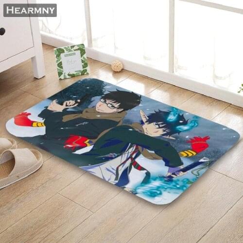 Custom Blue Exorcist Doormat Floor/Bath/Kitchen/Beach Mat Flannel Sponge Fabric 3D Printed Shaggy Decoration For Bedroom