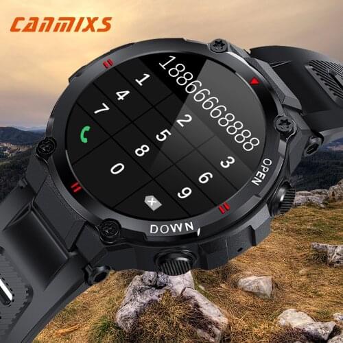 CanMixs Bluetooth Call Smart Watch Men Outdoor Sports Watch Fitness Tracker Heart Rate Music Control Smartwatch For Android IOS