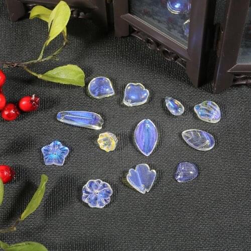 10pcs Glass Flower/Drop/Heart/Leave Petal Beads Clear AB Transparent Smooth Beads For DIY Jewelry Making Necklaces