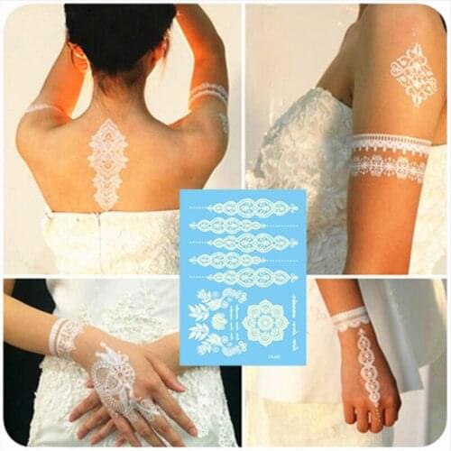 1pcs Hannah Tattoo Sticker Fashion Bride Lace White Tattoo Sticker Temporary Tattoo Wedding Bracelet Jewelry Lace Tatoo Body Art