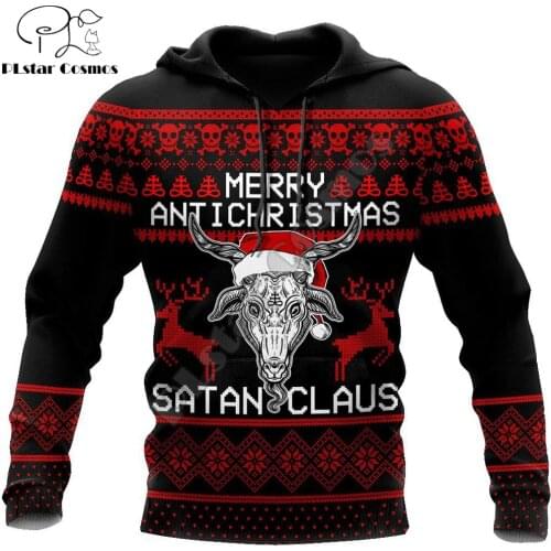 Satanic Claus 3D Printed Hoodie Merry Christmas Men Sweatshirt Unisex Streetwear Zip Pullover Casual Jacket Tracksuits KJ0259