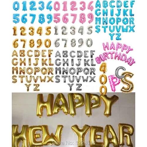 Alphabet Aluminum foil balloons Party supplies Happy birthday Letter Number balloon 16" Party favors 400 pieces/lot wholesale