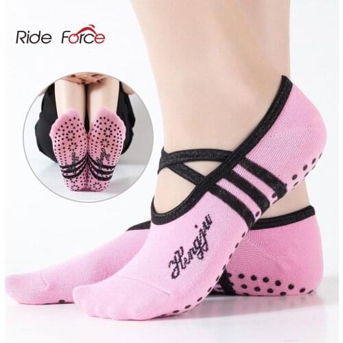 1 Pair Sports Yoga Socks Slipper for Women Anti Slip Lady Damping Bandage Pilates Sock Ballet Heel Dance Protector
