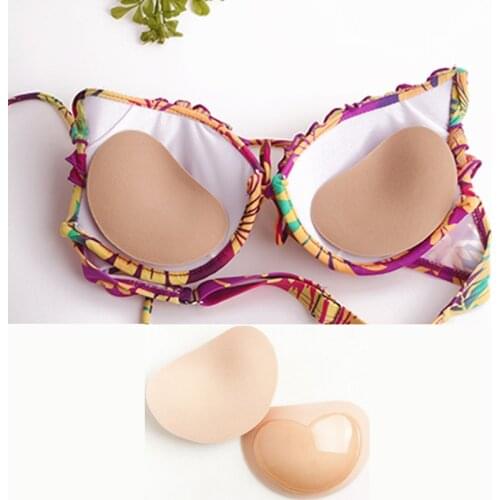 1 Pair Insert Bra Pads Silicone Stickable Waterproof Ultra Push Up Bra Pads Nubra Padded Adding Inserts Cups for Bikini Swimsuit