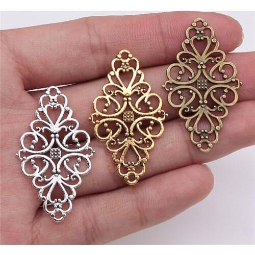 10pcs 41x25mm Filigree Connector Motif For Bracelet Making Connector Flower Charms For Jewelry Making