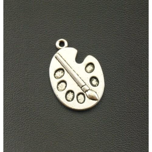 10 pcs Silver Color Paint Palette Charms DIY Metal Bracelet Necklace Jewelry Findings A1109