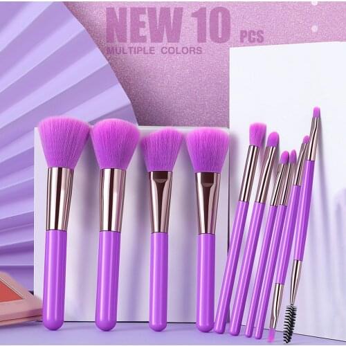 10PCS/SET Portable Makeup Brushes Set Professional Natural Fiber Brushes Powder Contour Eyeshadow Brushes
