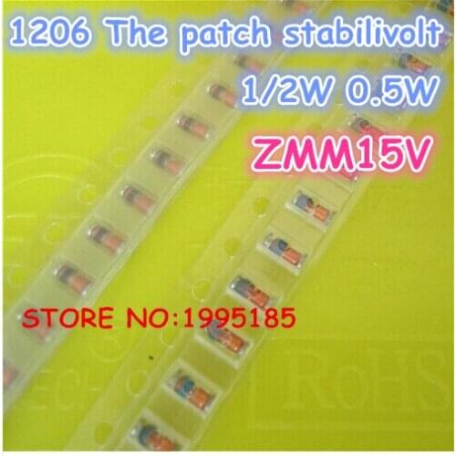 100Pcs/Lot ZMM15V LL-34 1/2W 1206 SMD 0.5W SILICON PLANAR Zener Diodes