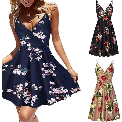 2021 Summer Bohemian Dress Women Vintage Floral Printed V-neck Waist Long Sleeve Black Party Elastic Waist Plus Size Woman Dress