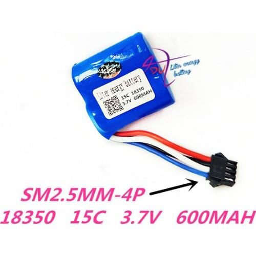 4 thread 18350 3.7V 600mAh lithium battery 18350*2 You Di UDI001 speed remote control boat speedboat