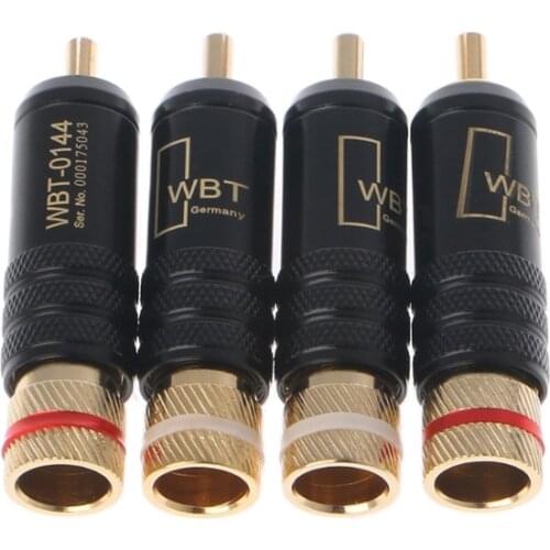 4pcs/Lot New Gold Plated Copper RCA Plug Durable RCA Connector Screws Soldering Locking Audio Video WBT Plug 58mm*13mm G25