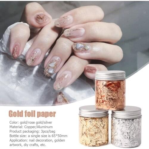 50g Gold Foil Decor Imitation Gold Flake Silver Leaf Nail Beauty Accessories Powder Craft Paper Skincare Decorating