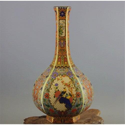 6 Antique YuanDynasty porcelain vase,Enamel six square bottle,Hand-painted crafts,Decoration,Collection&Adornment