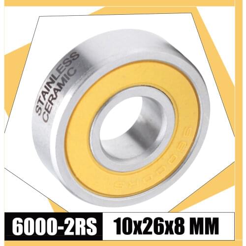 6000-2RS Stainless Bearing 10*26*8 mm ( 1 PC ) ABEC-3 6000 RS Bicycle Hub Front Rear Hubs Wheel 10 26 8 Ceramic Balls Bearings