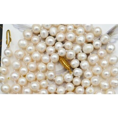 7x8mm white real pearl choker necklace gold clasp natural Freshwater PEARL Women Jewelry 35cm 43cm 15'' 17