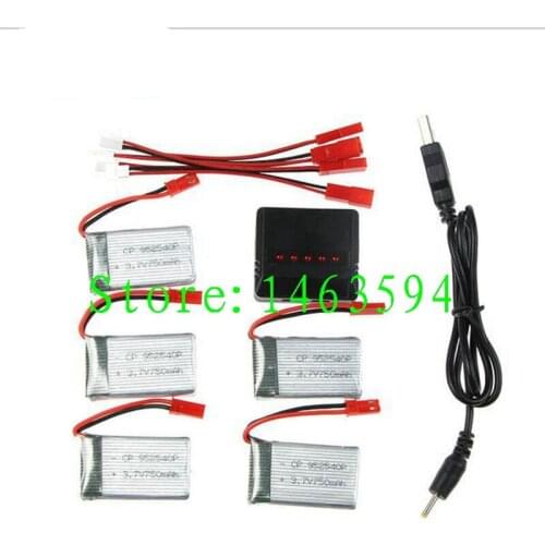 Battery 5PCS with charger 3.7V 750mah for MJX X400/ X300C/ X800 RC Quadcopter