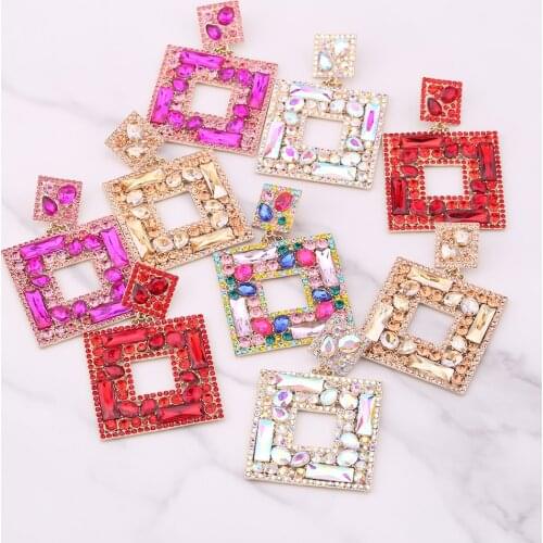 Big Earrings For Women New Rhinestone Womens Drop Earrings Party Fashion Statement Jewelry Accessories Statement Earrings