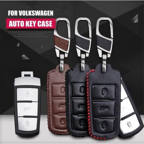 Genuine Leather Car Styling Key Cover Case For Volkswagen VW CC Passat Maogotan R36 Insert Style Auto Key Cover Accessorie