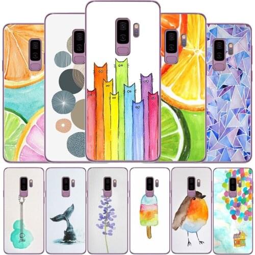 Watercolor pattern phone case For Samsung S7 S8 S9 S10 S20 EDGE Plus Lite note8 note9 note10 soft Back Cover Silicone