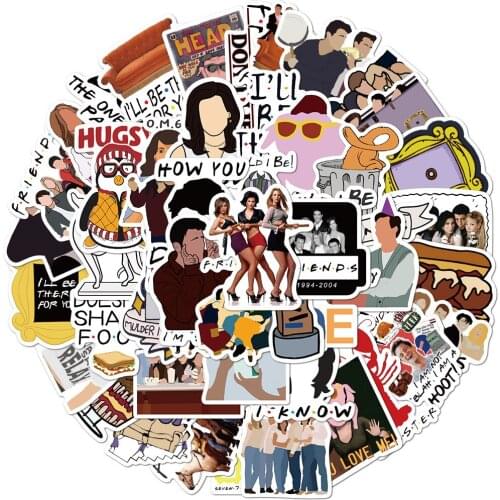 10/50PCS Friends Tv Show Tv Show Trolley Case Car Bicycle Locomotive Funny Toy Stickers Adult Cute Guitar Trolley Case Water Cup