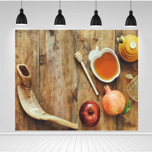 Scopiso Happy Rosh Hashanah Photography Backdrop Shofar Pomegranates Apples Honey Photographic Background For Photo Studio