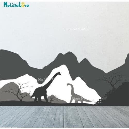Mountains Dinosaur Tree Wall Sticker Home Decor For Kids Room Nursery Adventure Beautiful Art Murals Decal BA043