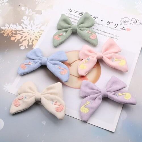 Kawaii Animal Bird embroidery Ribbon Knot Bow Patch Sticker 10pcs Kawaii Girl Headband Headwear Hir Clip Decoration Stickers