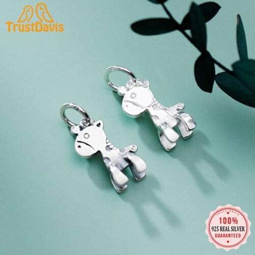 Trustdavis Real 925 Sterling Silver Fashion Sweet Animal Giraffe Charm Pendant Handmade DIY Accessories Jewelry Wholesale DZ269