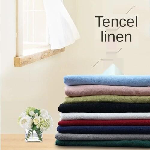 PlainTencel Linen Fabric By Half A Meter for Skirt Dress Clothes Sewing Summer Soft Textile Thin Washed Cloth Black White Blue