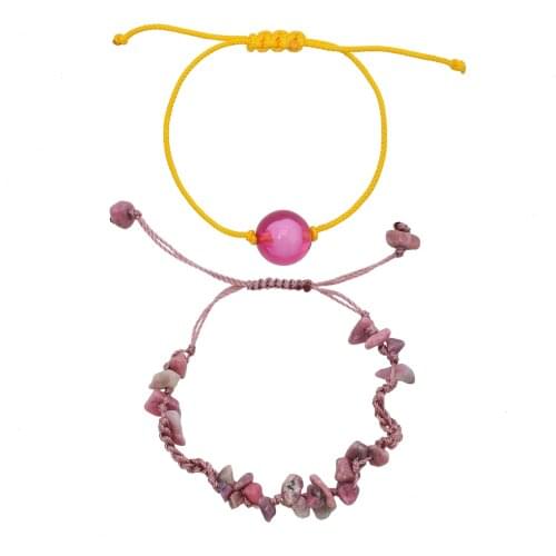 New Fashion Hot Sale 2 Pieces/Set Of Summer Rope Woven Handmade Acrylic Stone Bracelet Bohemian Womens Party Jewelry