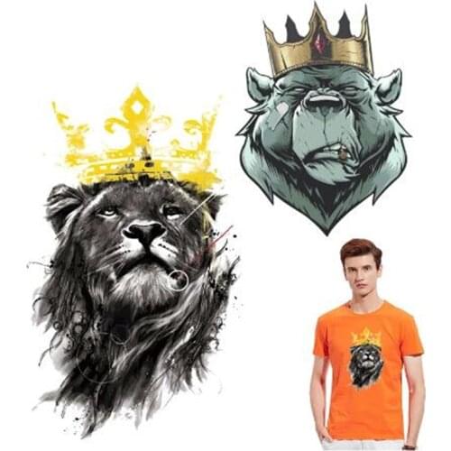 New King Lion Sticker Tiger Patch Set Diy Accessory Heat Transfer Animal Washable Thermal Heat Adult Patch Set