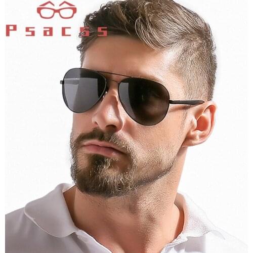Psacss Pilot Polarized Sunglasses Men TR90 Frame Clear Lens Brand Designer Sun Glasses For Driving Fishing lentes de sol hombre