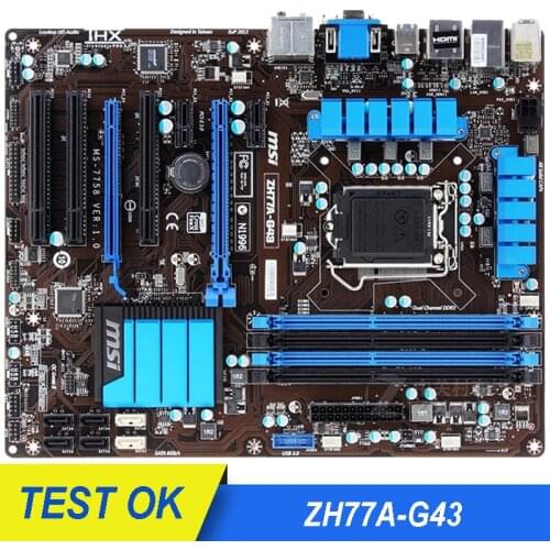 MSI ZH77A-G43 original desktop motherboard DDR3 LGA 1155 for I3 I5 I7 CPU 32GB H77 PC used mainboard sales