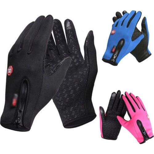 Autumn Winter Unisex Windproof Warm Riding Gloves Outdoor Mountaineering Skiing Bicycling Zipper Gloves Touch Screen Gloves