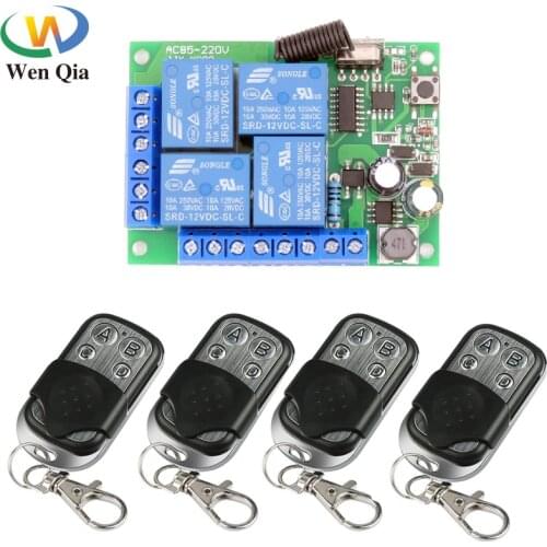 AC 85V~220V 10Amp 2200W 4CH Remote Control Switch Wireless Receiver Relay Module for rf 433MHz Remote Garage\ Light\ LED Switch