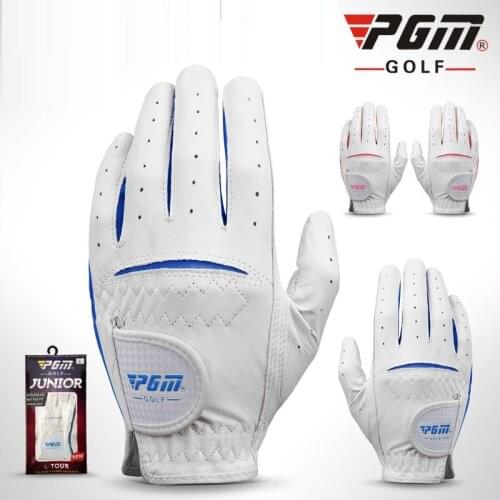 PGM 1 Pair Children Right Left Hand Golf Gloves Girls Boys Anti-slip Leather Gloves Full Hands Breathable Mittens D0797