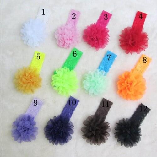 Wholesale new styles chiffon infant hair band Bud silk hair flowers baby headband kids accessory 12 colors
