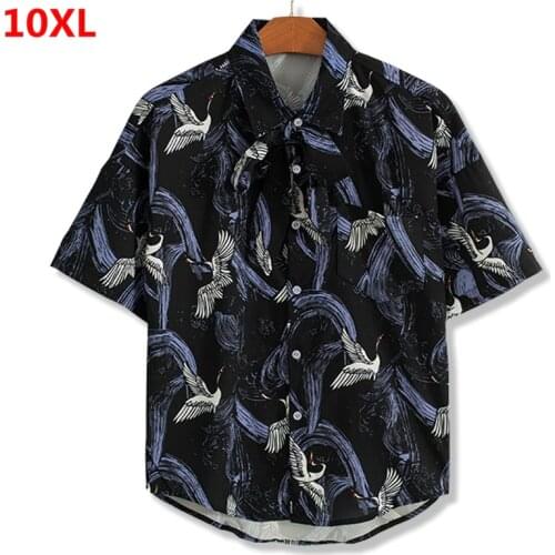 Plus large size code male tide slimming 9XL 10XL 11XL half short sleeve shirt mens clothing