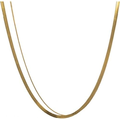 RZ063 Simple Double Snake Bone Short Necklace Cold Wind Gold Titanium Steel Clavicle Chain Necklace Neck Decoration