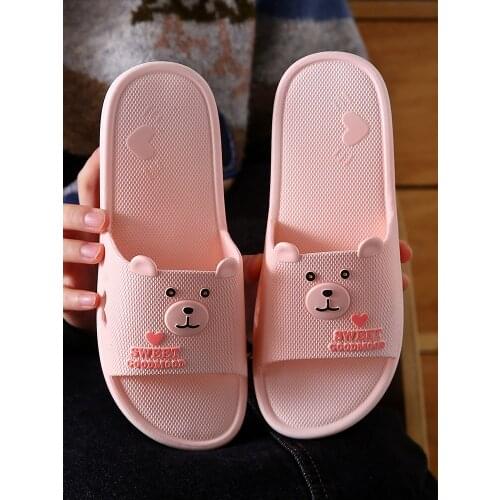 Shoes Woman Slipper Womens Summer Home Indoor Bathroom Bath Soft Thick Bottom Household Sandals Animal Pattern Hollow Out