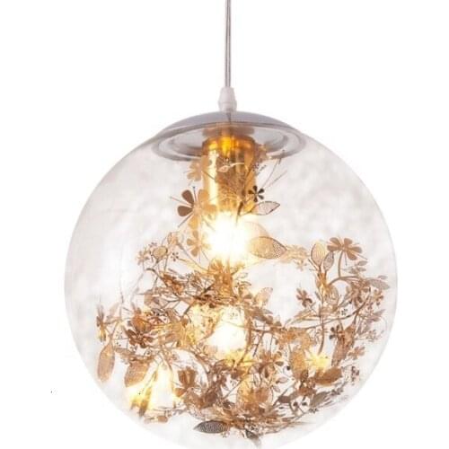 Contemporary Round Glass Ball Chandelier Hanging Ball Lights Crystal Ball Pendant Light Kitchen Dining Bar hanging lamp