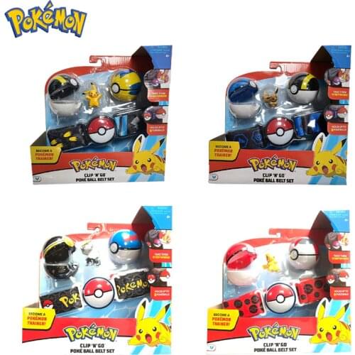 TAKARA TOMY Pokemon Belt Action Figure Toys Pikachu Jangmo-o Eevee Anime Figures Poke Ball Belt Set for Children Toy Gift Figma