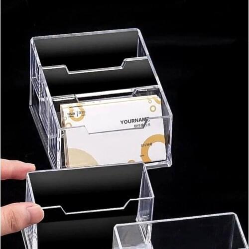 3-Tier Clear Acrylic Business Card Holder Stand Clear Desktop Index Card Filing Card Holder Diaplay Office Supplies K5DB