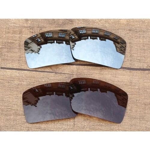 Vonxyz 2 Pairs Chrome Mirror & Bronze Brown Polarized Replacement Lenses for-Oakley Eyepatch 2 Frame